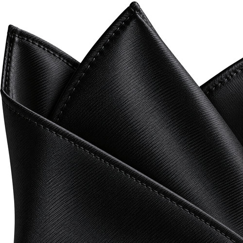 Black Textured Silk Pocket Square | Rivenor Velow