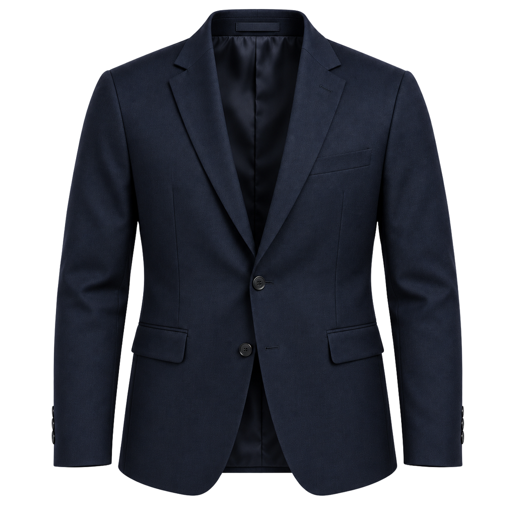 Tailored Navy Wool Blazer | Rivenor Velow