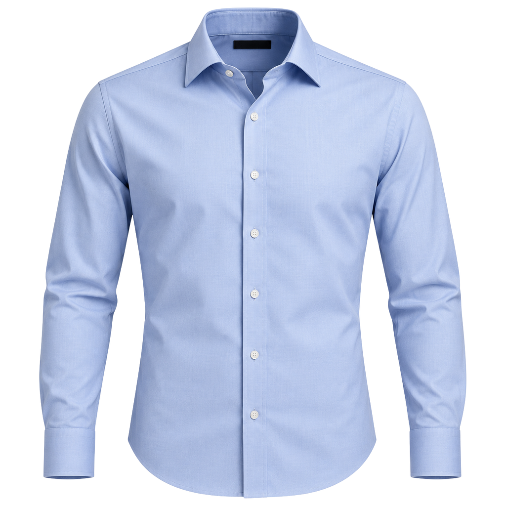 Tailored Sky Blue Cotton Dress Shirt | Rivenor Velow